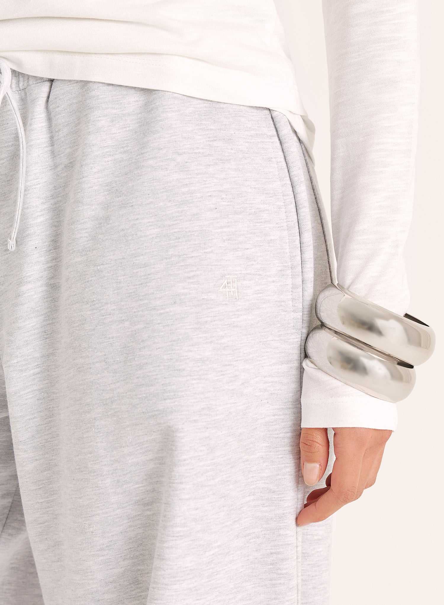 Light Grey Balloon Leg Cotton Jogger